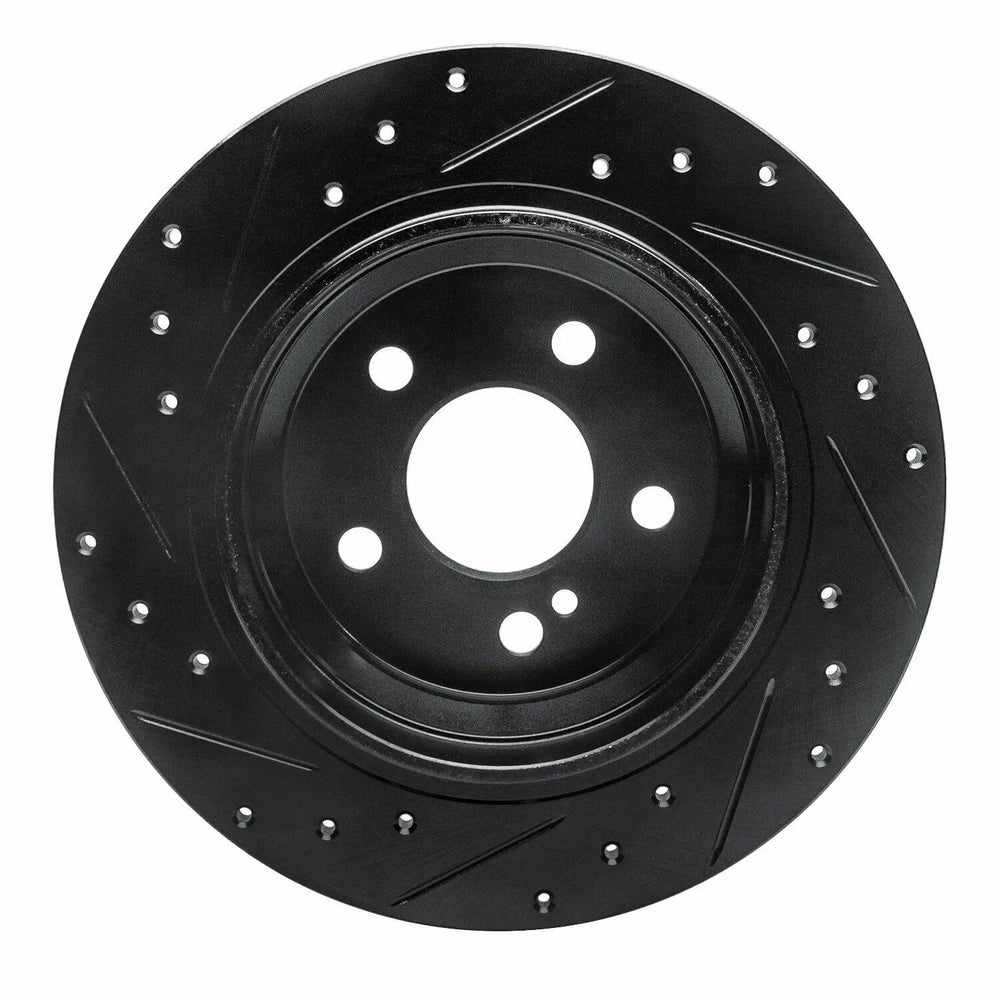 R1 03-06 Mercedes-Benz CL500 Rear Right Drilled & Slotted Black Brake Rotor