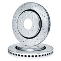 R1 85-97 Nissan Pickup Front Drilled & Slotted Silver Brake Rotor Set