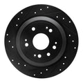 R1 10-15 Honda Crosstour Rear Left Drilled & Slotted Black Brake Rotor