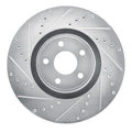 R1 14-19 Ford Focus Front Left Drilled & Slotted Silver Brake Rotor