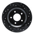 R1 06-15 Mazda 5 Rear Right Drilled & Slotted Black Brake Rotor