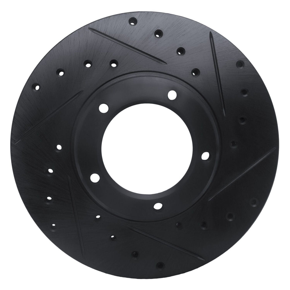 R1 85-92 Toyota Pickup Front Right Drilled & Slotted Black Brake Rotor