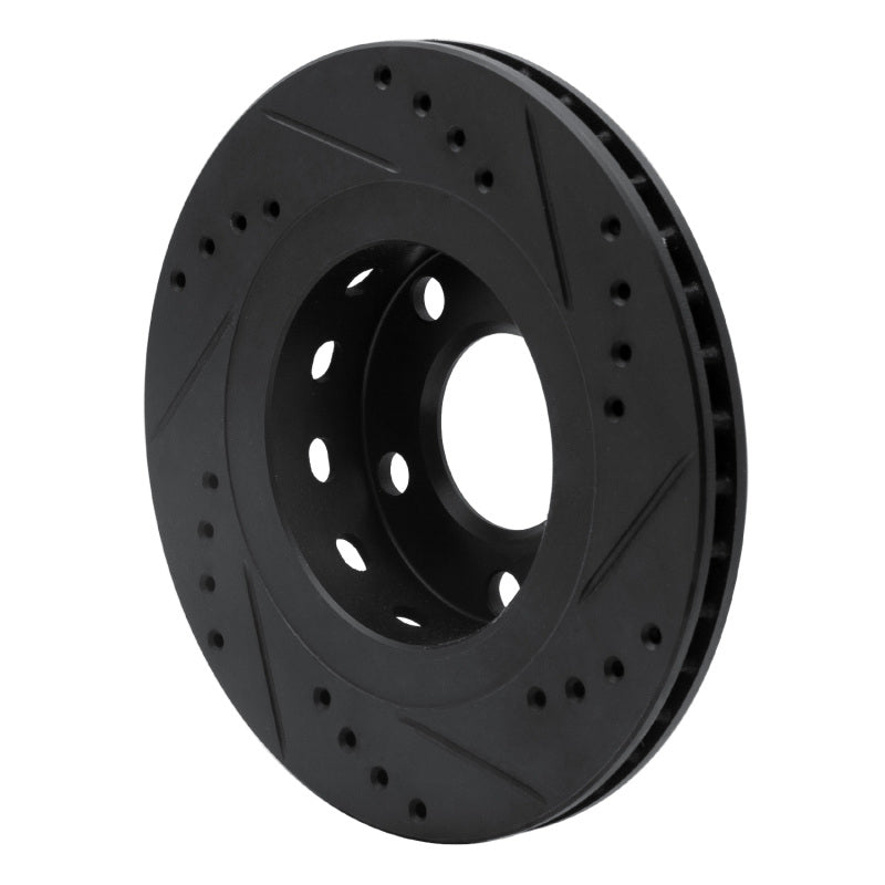 R1 99-05 Audi A6 Quattro Rear Left Drilled & Slotted Black Brake Rotor