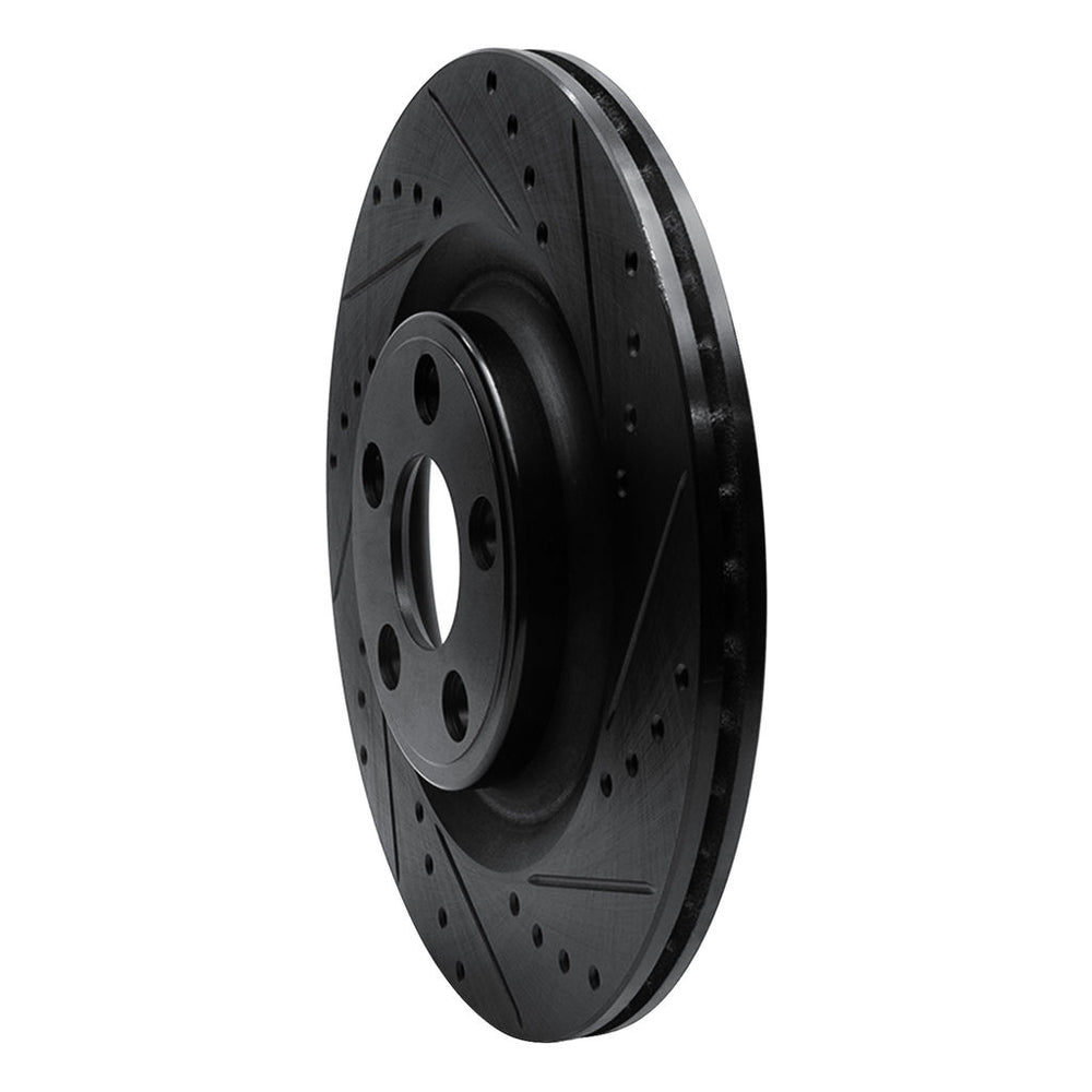 R1 14-21 Jaguar F-Type Rear Right Drilled & Slotted Black Brake Rotor