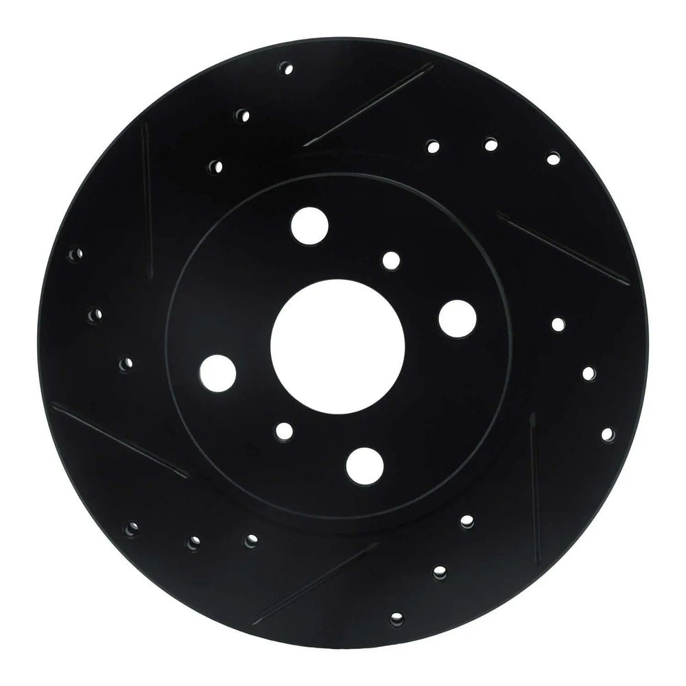 R1 87-92 Geo Prizm Front Left Drilled & Slotted Black Brake Rotor