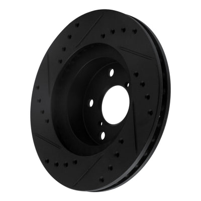 R1 90-01 Subaru Impreza Front Right Drilled & Slotted Black Brake Rotor