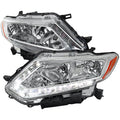 OE HALOGEN LED BAR HEADLIGHTS CHROME HOUSING CLEAR LENS - H11 LOW BEAM H9 HIGH BEAM 194 PARKING LIGHT - 7444 SIGNAL LIGHT NOT INCLUDED