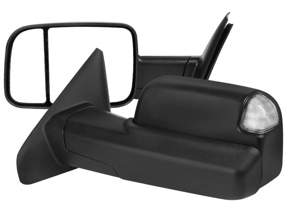 TOWING MIRROR - CLEAR SIGNAL LENS - BLACK FINISH
