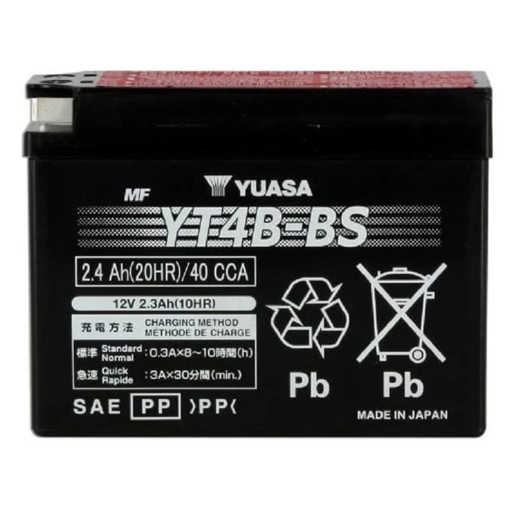 Yuasa YT4B-BS Maintenance Free AGM 12-Volt Battery w/Bottle