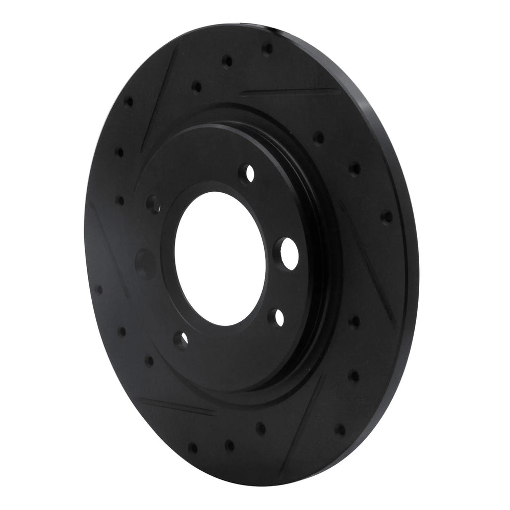 R1 71-89 Peugeot 604 Rear Left Drilled & Slotted Black Brake Rotor