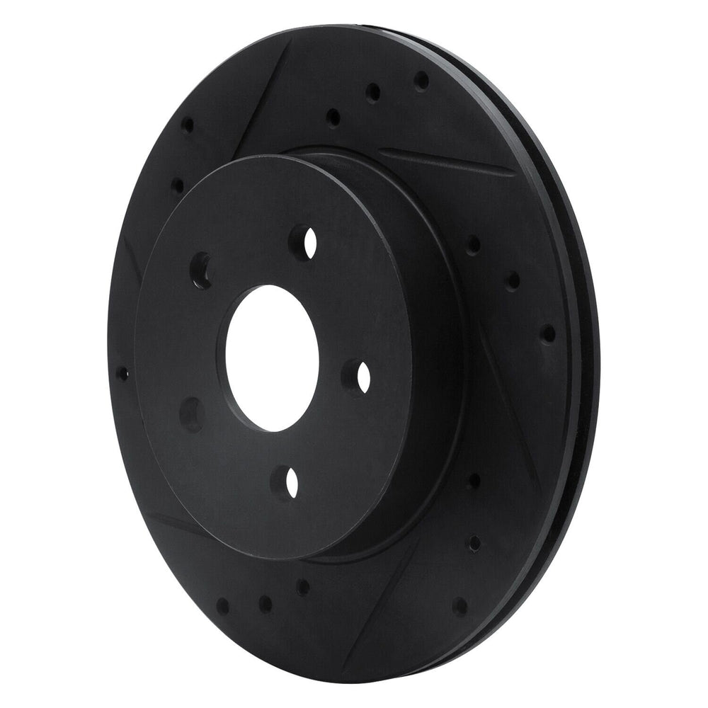 R1 88-88 Pontiac Fiero Front/Rear Left Drilled & Slotted Black Brake Rotor