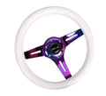 NRG Classic Wood Grain Steering Wheel (310mm) White w/Neochrome 3-Spoke Center