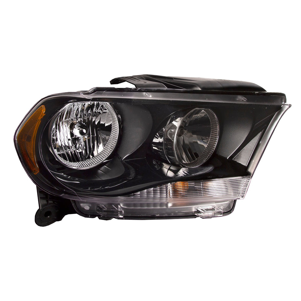 RH HEADLAMP ASSY COMPOSITE; HALOGEN; BLACK TRIM; DURANGO 1113