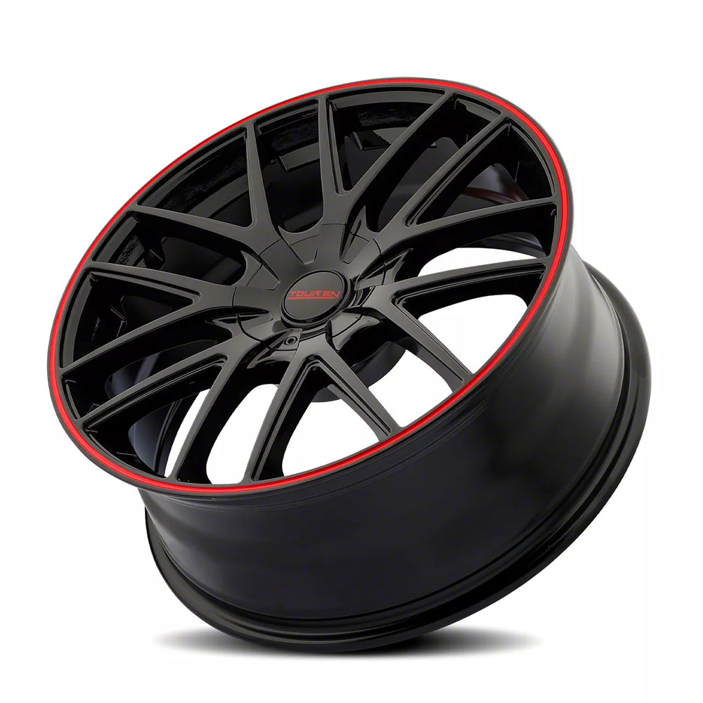 Touren 3260 TR60 18x8 / 5x112/120 BP / 40mm Offset / 74.1mm Hub Gloss Black w/ Red Ring Wheel