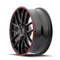 Touren 3260 TR60 18x8 / 5x112/120 BP / 40mm Offset / 74.1mm Hub Gloss Black w/ Red Ring Wheel