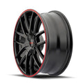 Touren 3260 TR60 16x7 / 5x100/114.3 BP / 42mm Offset / 72.62mm Hub Gloss Black w/ Red Ring Wheel