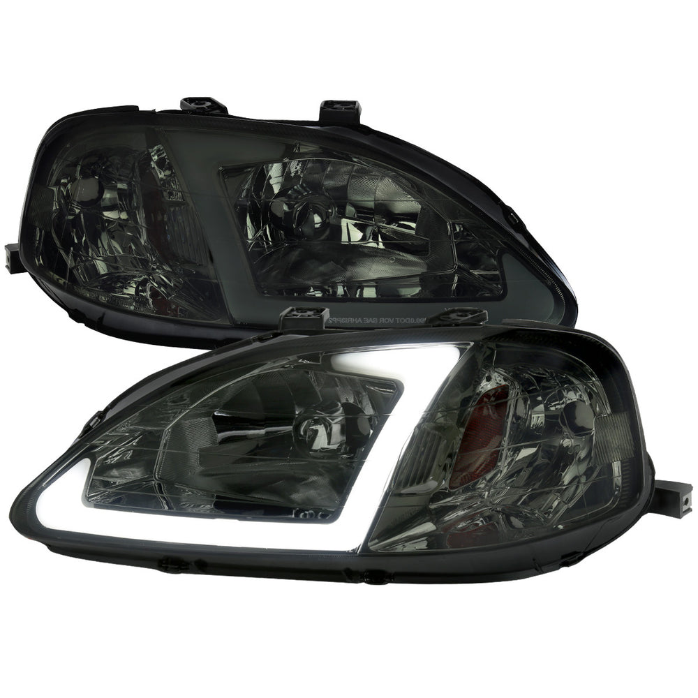 OE HEADLIGHT WITH LED BAR BLACK HOUSING CLEAR LENS - USES STOCK BULBS