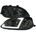 OE HEADLIGHT WITH LED BAR BLACK HOUSING CLEAR LENS - USES STOCK BULBS