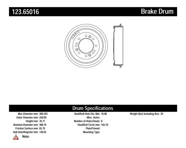 Centric C-TEK Standard Brake Drum - Front