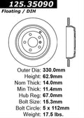 Centric Premium High Carbon Brake Rotor