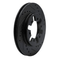 R1 85-97 Nissan D21 Pickup RWD (4 Cyl Excl HD) Front Right Drilled & Slotted Black Brake Rotor