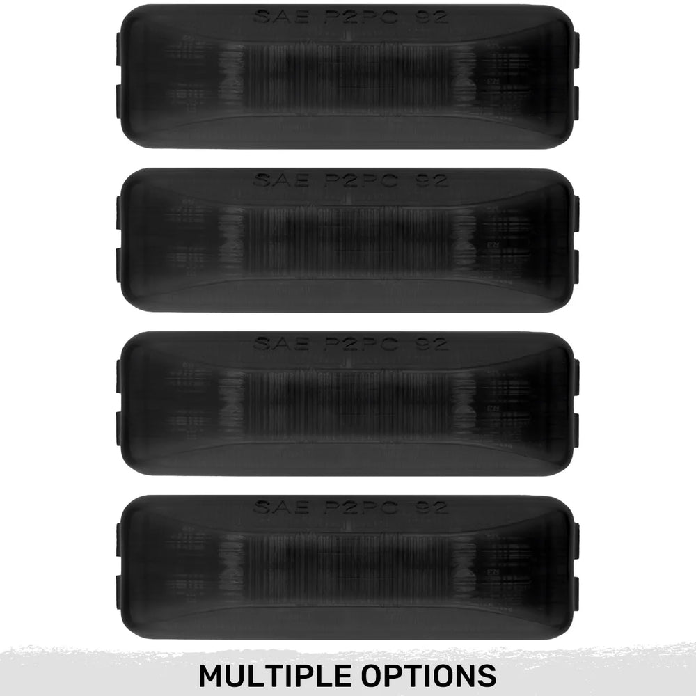 ~(1 lbs. 10X6X3)~ Dodge 94-01 RAM Dually Fender Lenses (4-Piece Set) w/ 2 Red LED Lights and 2 Amber LED Lights - Smoked Lens w/ Black Tri