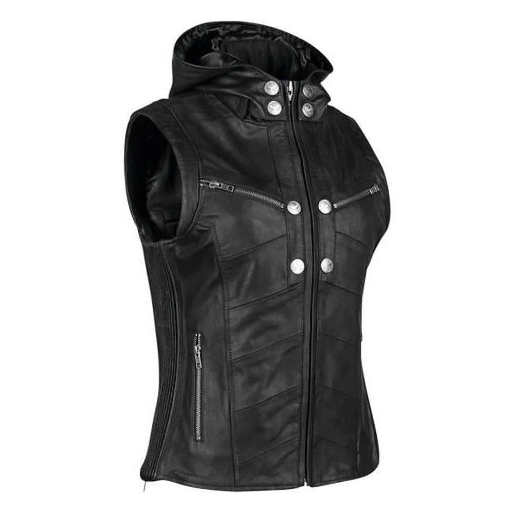 Speed and Strength Hells Belles Leather Vest Womens Black - Large