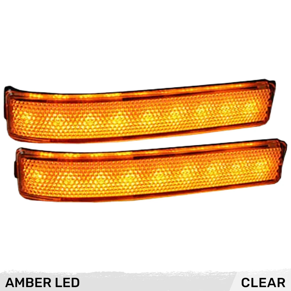 ~(1 lbs. 10X4X2)~ Ford 09-14 F150 and RAPTOR Side Mirror Lenses w/ AMBER LED Running Lights or Turn Signals (2-Piece Set) - Clear Lens