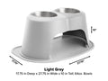 WeatherTech Pet Feeding System Double High 64oz 10in. Stainless Bowl - Light Grey