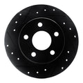 R1 93-05 Ford Taurus SHO Rear Left Drilled & Slotted Black Brake Rotor