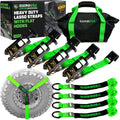 Rhino USA Lasso Straps; Basket Straps - Green - Flat Hook