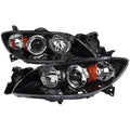 PROJECTOR HEADLIGHTS BLACK HOUSING CLEAR LENS - NO BULBS INCLUDED
