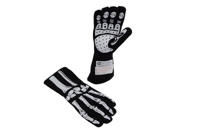 Double Layer White Skeleton Gloves Large