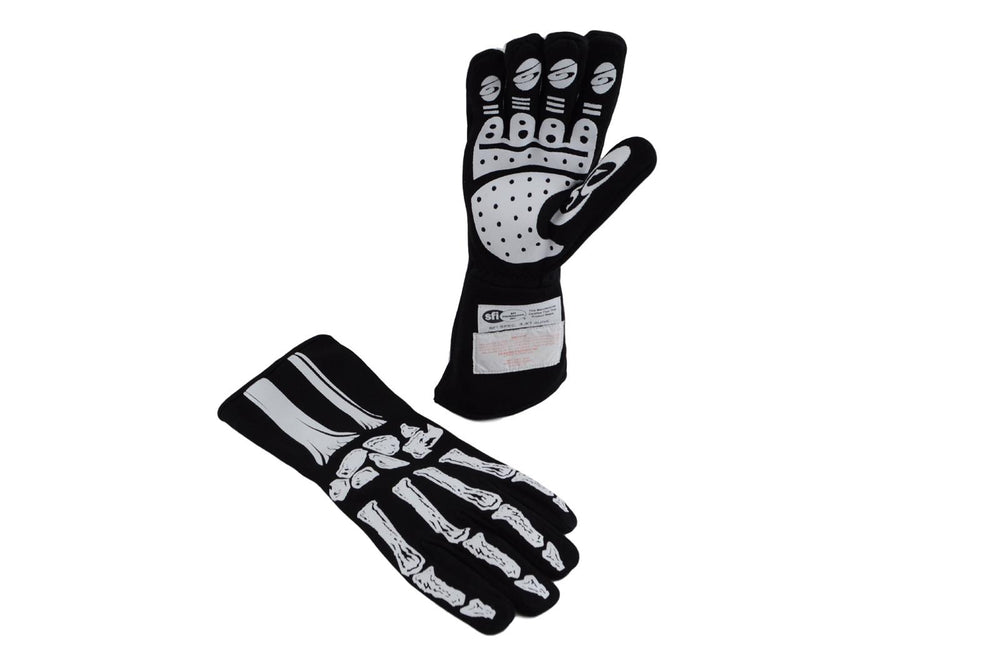 Double Layer White Skeleton Gloves Large