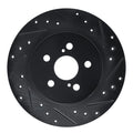 R1 11-17 Lexus CT200H Rear Right Drilled & Slotted Black Brake Rotor