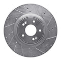 R1 10-16 Hyundai Genesis Coupe Front Right Drilled & Slotted Silver Brake Rotor