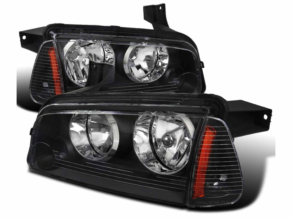 2 PIECE EURO HEADLIGHTS - BLACK