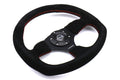 NRG Reinforced Steering Wheel (320mm Horizontal / 330mm Vertical) Suede w/Red Stitch