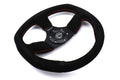NRG Reinforced Steering Wheel (320mm Horizontal / 330mm Vertical) Suede w/Red Stitch