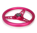 NRG Aluminum Steering Wheel 330mm - Arow Cutout - Ergonomic Grip - Anadized Pink
