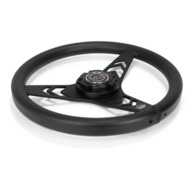 NRG Aluminum Steering Wheel 330mm - Arow Cutout - Ergonomic Grip - Anadized Black