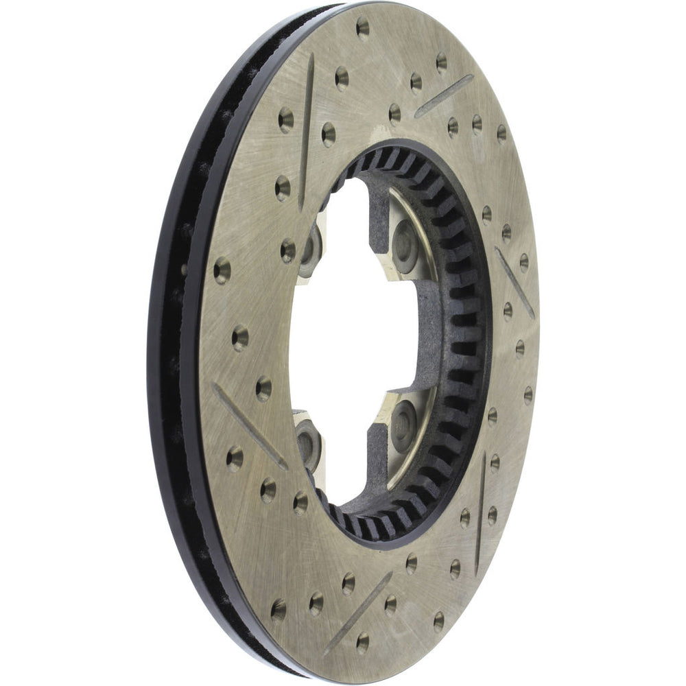 R1 79-83 Nissan 280ZX Front Left Drilled & Slotted Black Brake Rotor