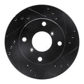 R1 89-94 Suzuki Swift Front Right Drilled & Slotted Black Brake Rotor
