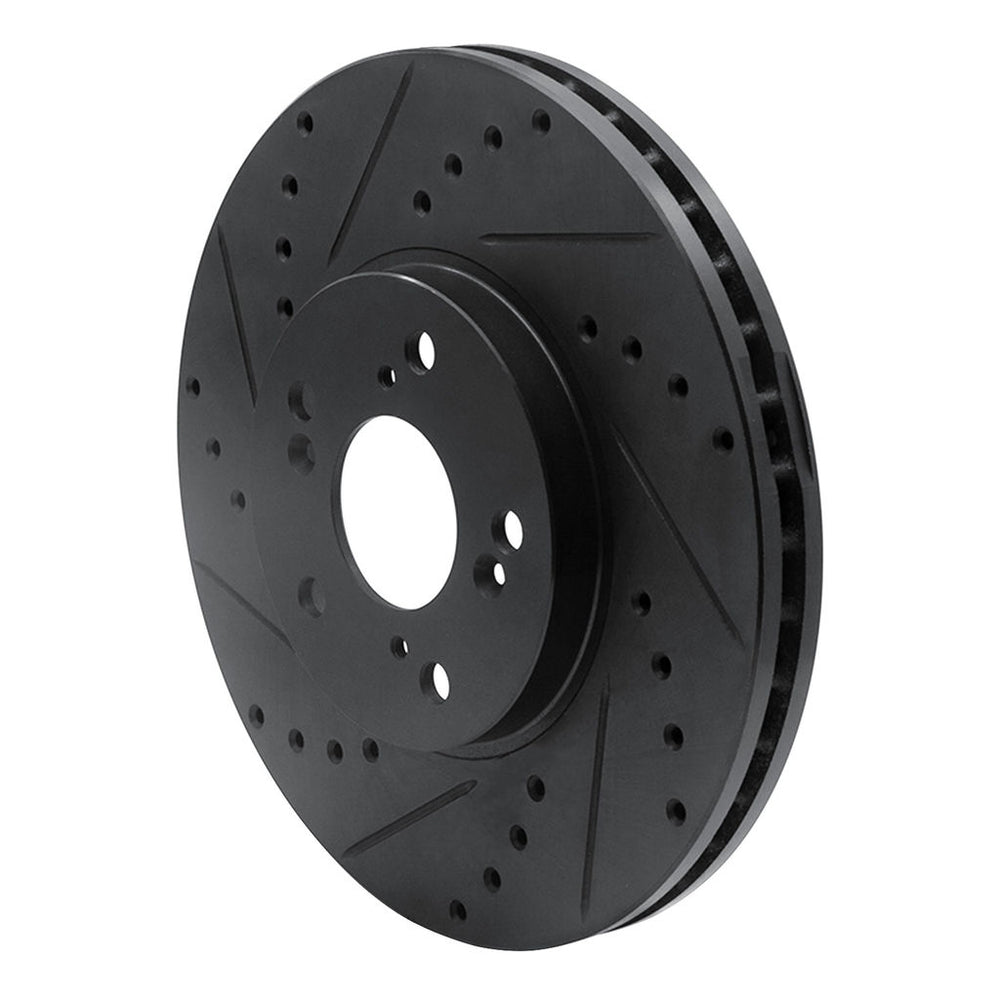 R1 04-14 Acura TSX Front Left Drilled & Slotted Black Brake Rotor