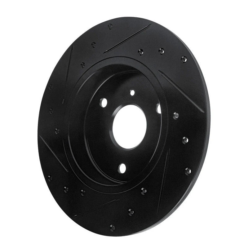 R1 05-16 Smart Fortwo Front Right Drilled & Slotted Black Brake Rotor