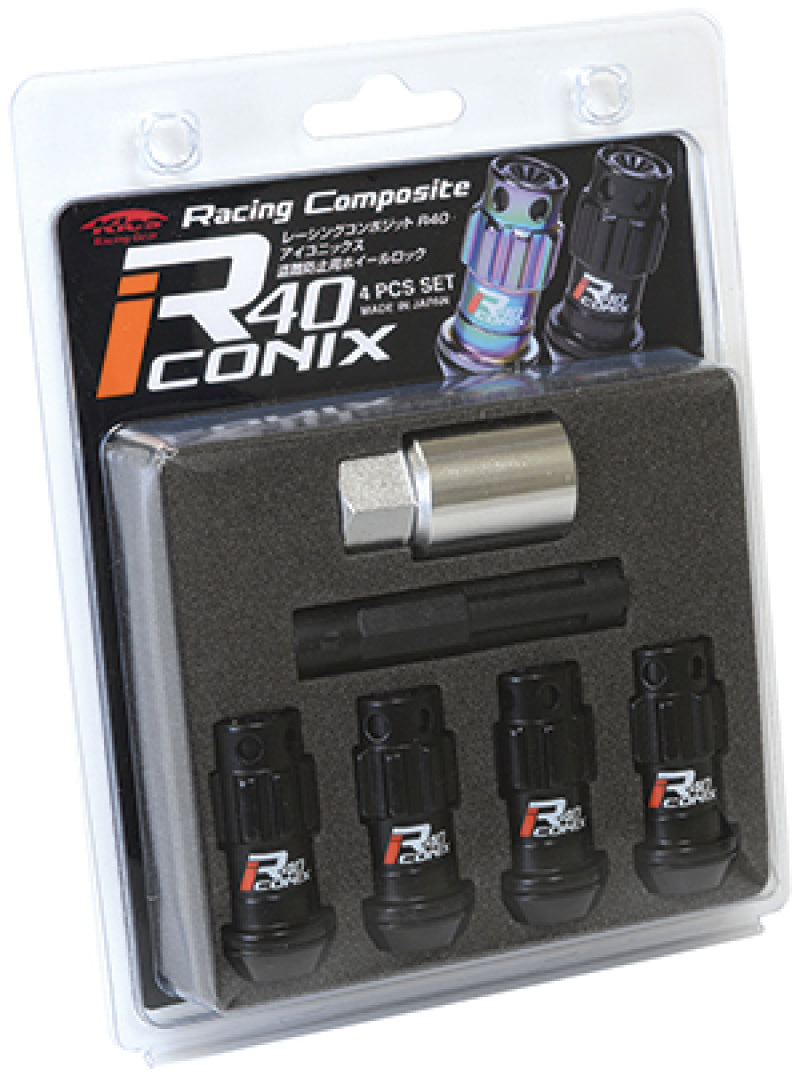 Project Kics 12X1.50 R40 Iconix Neochrome Lug Nut Lock Set - 4