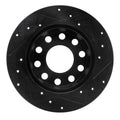 R1 00-08 Audi A4 (USA/Canada) Rear Left Drilled & Slotted Black Brake Rotor