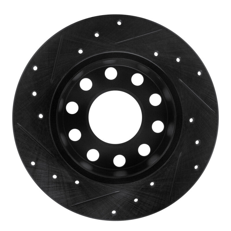R1 00-08 Audi A4 (USA/Canada) Rear Right Drilled & Slotted Black Brake Rotor