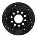 R1 00-08 Audi A4 (USA/Canada) Rear Right Drilled & Slotted Black Brake Rotor