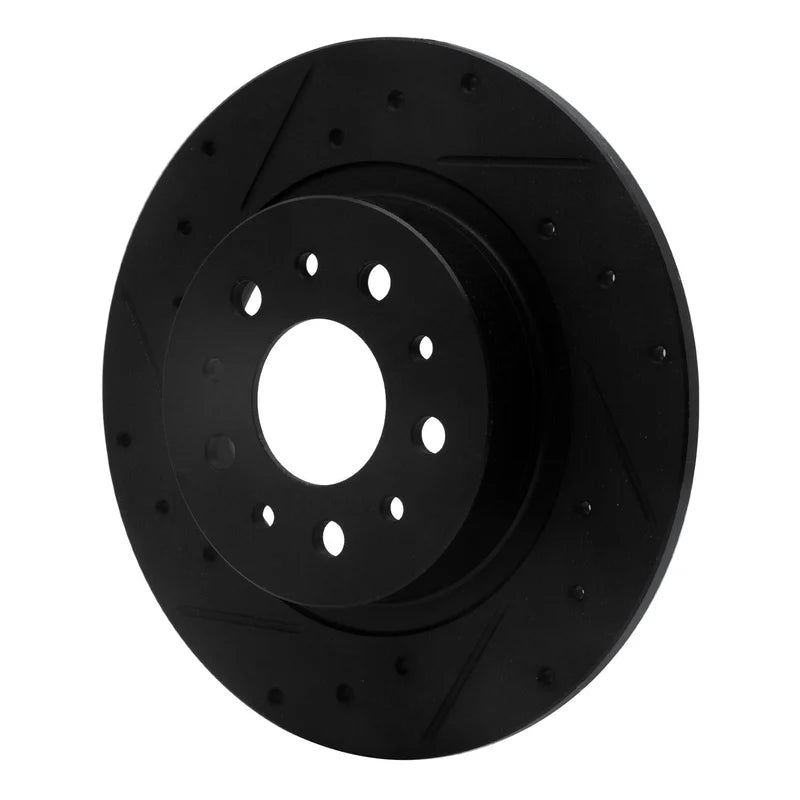 R1 14-19 Fiat 500L Rear Left Drilled & Slotted Black Brake Rotor